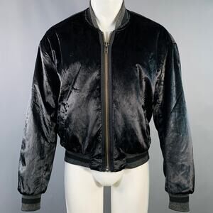 HAIDER ACKERMANN Size M Black Velvet Viscose Blend Zip Up Bomber Jacket